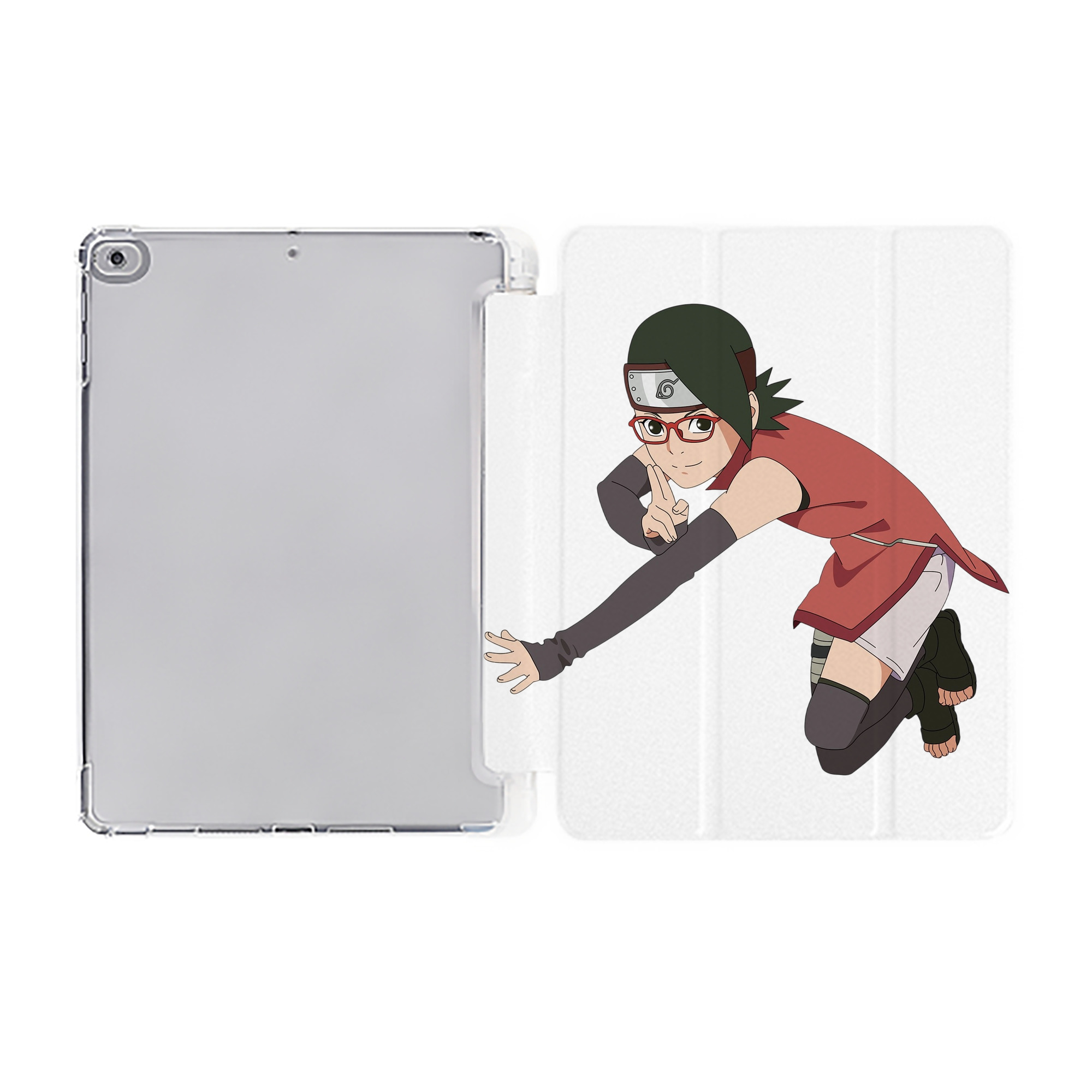 （画像用） NARUTO -ナルト- うちは サラダ Uchiha Sarada IPad ケース ペン収納付き 三つ折りスタンド PUレザー×シリコン 対応機種9.5/10.5/10.9インチ